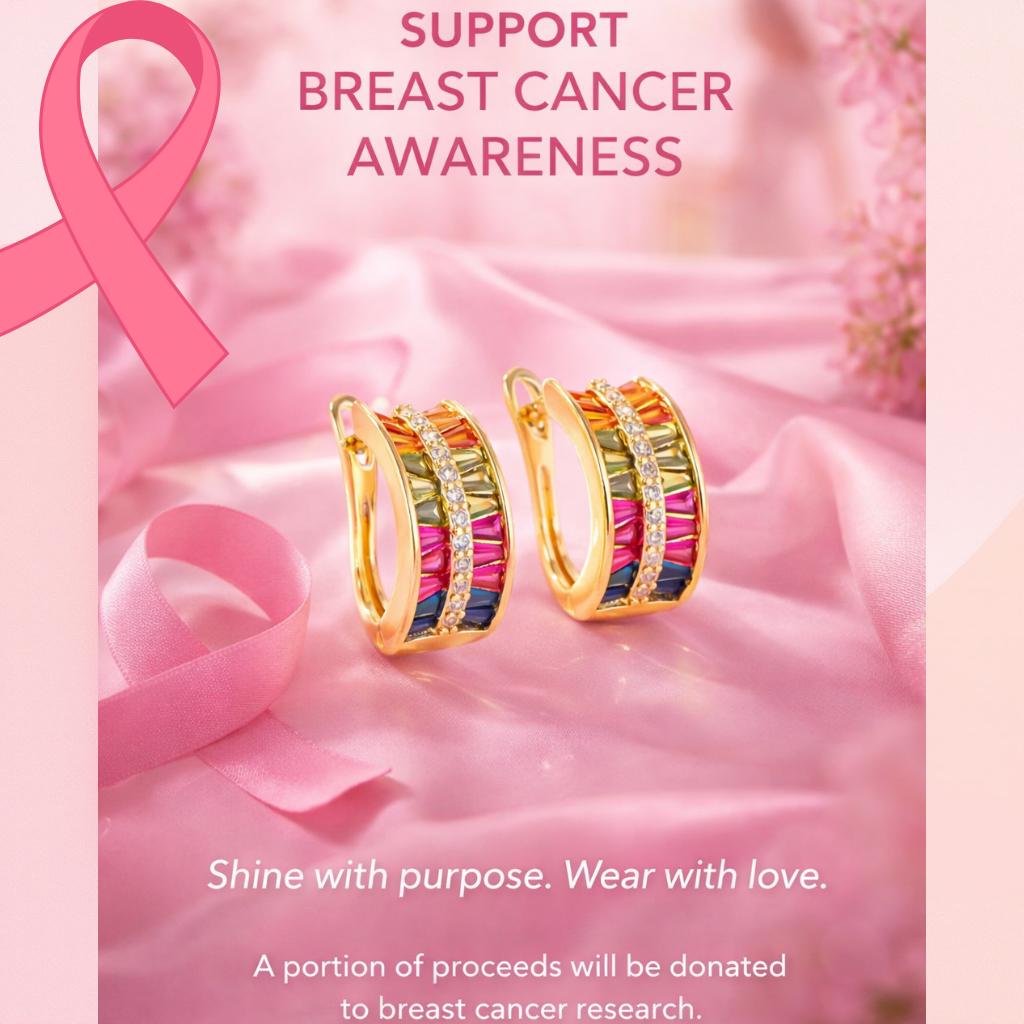 Limited Edition Rainbow Awareness Earrings for Breast Cancer Support | 1+1 Free Today |