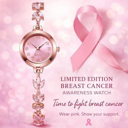 Strength in Time | Elegant Breast Cancer Awareness Bracelet Watch