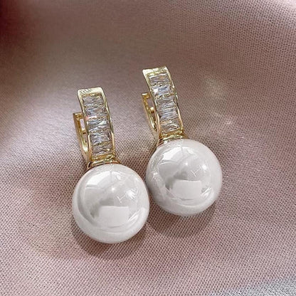 Breast Cancer Awareness White Pearl Earrings | 1+1 Free Today