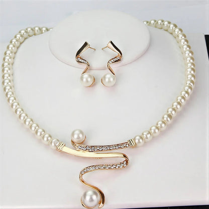 Breast Cancer Awareness Set | Golden Pearl Set Earrings + Necklace | 1+1 Free Today
