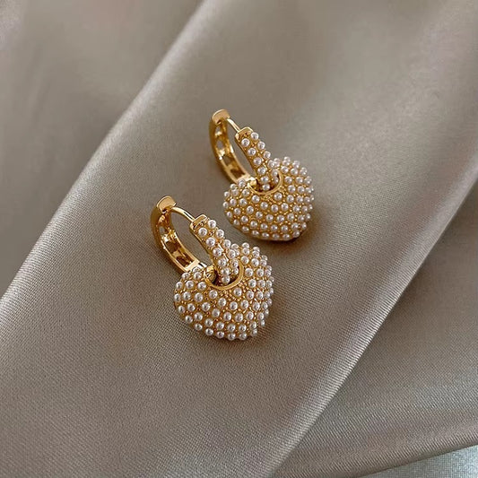 Breast Cancer Awareness | Heart Pearl Earrings | 1+1 Free Today