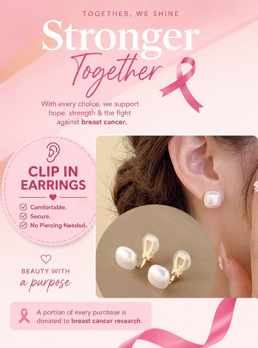 Breast Cancer Awareness | Clip In Pearl Collection - 1+1 Free Today