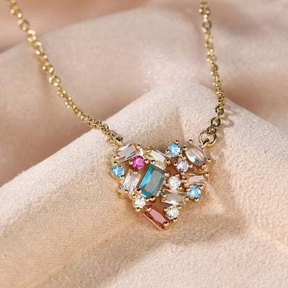Breast Cancer Awareness Multicolour Heart Necklace | 1+1 Free Today