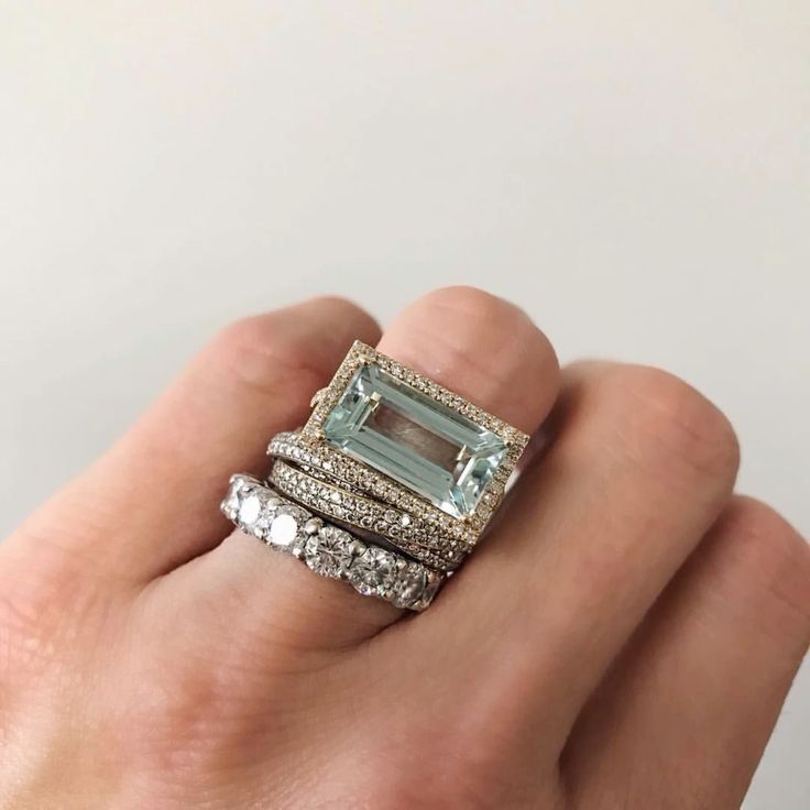Set of 3 Vintage Silver Rings with Turquoise Glass