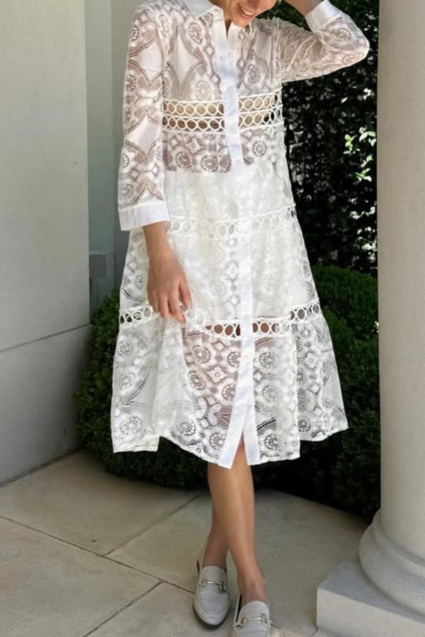 Cassia | Elegant Lace Button Shirt – Timeless Elegance, Everyday Comfort