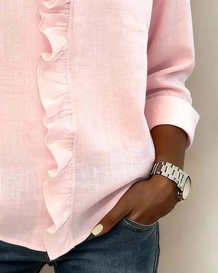 Flowy V-Neck Ruffle Blouse