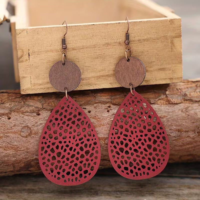 Vintage Leather Drop Earrings