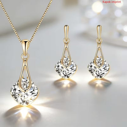 Elegant Gold Crystal Jewelry Set