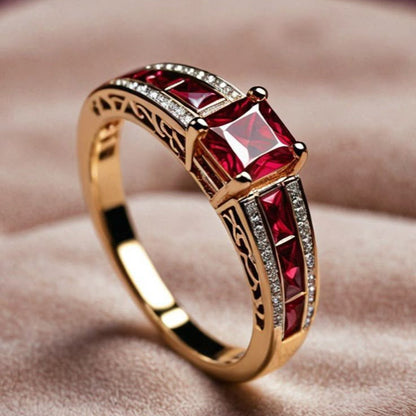 Exotic Gold & Red Crystal Ring
