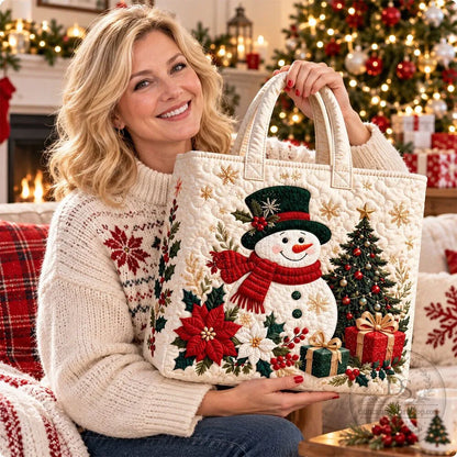 Snowman Wishes™ – Christmas Quilted Tote Bag