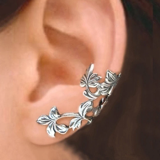 Vintage Leaf Silver Earrings