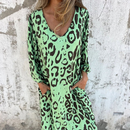 Kaila | Bold Leopard V-Neck Dress