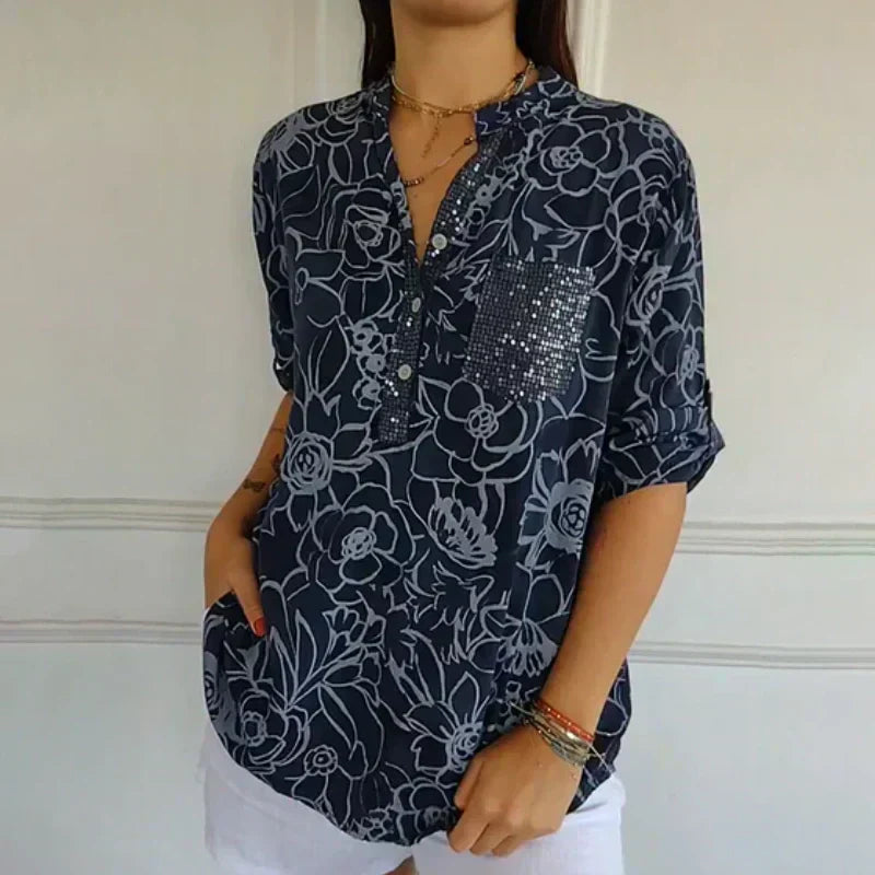 CLARINDA – Printed Button-Up Shirt