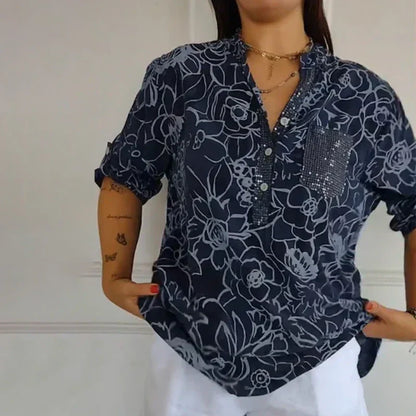 CLARINDA – Printed Button-Up Shirt