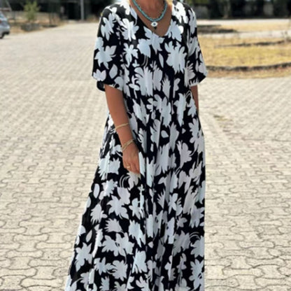 Letisia | Stylish Printed V-Neck Dress