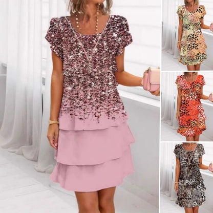 Jonna – Elegant dress with leopard pattern and sequins